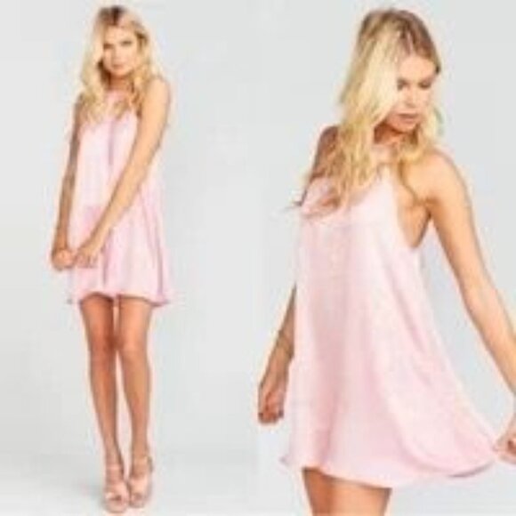 Show Me Your Mumu Gomez Mini Dress Satin Pink Size M - Picture 13 of 13